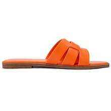 Dressy Summer Flat Sandals With Square Open Toe - Orange - View 4