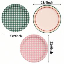 10/20/40pcs,Camp Gingham Paper Plates - 9" | Bachelorette Decorations, Camp Bride, Getting Lit + Getting Hitched, Gingham Birthday Party, Glamping BabyShower Supplies, Cool Cake Plates - Multicolor - View 5