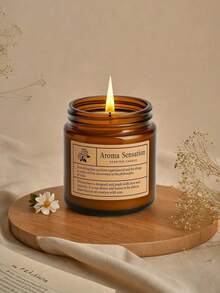 1pc Scented Candles In Glass Jar | Soy Wax Candle, Autumn Brown Home Decor, Gifts For Women Birthday Wedding Room Decor, Meditation&Yoga. - Canned Wax - View 8