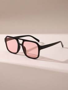 1 件双光束飞行员时尚眼镜，时尚个性化，适合日常、户外、驾驶、旅行、派对飞行员形状太阳镜