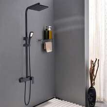 Shower System With Thermostat Shower Fitting Rain Shower Shower Shower Column Shower Set - 黑色 - 查看 1