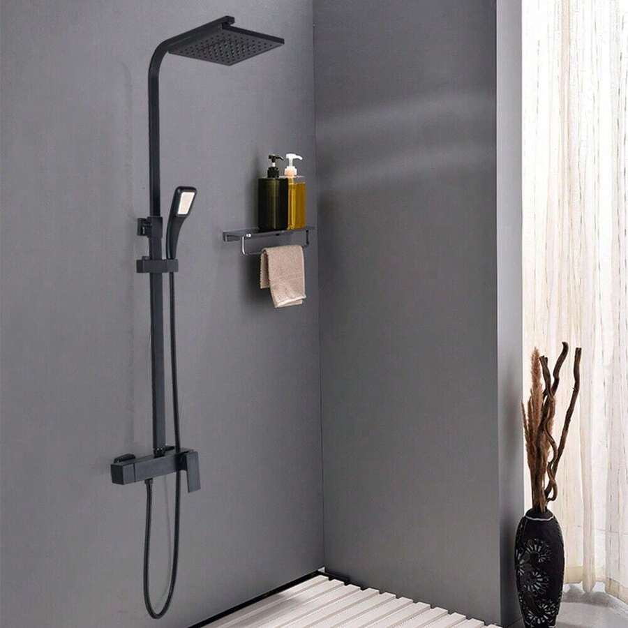 Shower System With Thermostat Shower Fitting Rain Shower Shower Shower Column Shower Set - 黑色 - 查看 1