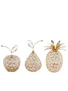 3pcs Crystal Metal Pineapple Table Centerpiece Handmade Crystal Candle Holder Hollow Fruit Decoration Home Party Wedding Holiday Bar Decoration(Product Features Slight Scratches Are Normal And Will Not Affect Normal Use)