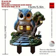 梦幻波西米亚风格亚克力猫头鹰花园桩，7.87 英寸 X 5.5 英寸 - 防风雨户外盆栽和花园装饰，异想天开的庭院艺术 - 多彩的 - 查看 13