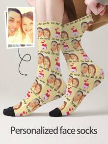 1 Pair Custom Face Socks, Custom Photo Sock, Custom Printed Socks, Personalized Funny Face Socks, Custom Picture Socks, Put Any Face On The Socks, Anniversary Gift, Valentine Gift, Birthday Gift, Wedding Gift, Mother's Day Gift - Multicolor - View 9