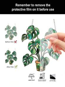 1 chiếc trang trí hình rùa treo bằng acrylic hình lá cây - Nghệ thuật trang trí tường cây nhiệt đới, thích hợp cho nhà, văn phòng hoặc sân vườn, đồ trang trí hình rùa bằng acrylic hình lá cây độc đáo (Vui lòng bóc lớp màng bảo vệ trước khi sử dụng, chất liệu là acrylic, không phải thủy tinh) - màu xanh lá - Xem 4