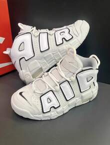 Nike 兒童休閒鞋新款皮蓬AIR MORE UPTEMPO氣墊鞋緩震 - 白色 - 查看 6
