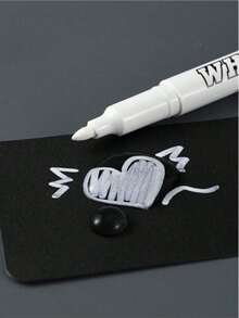 6/3/2/1pc Permanent White Marker Pens - Waterproof, Oil-Based, Permanent Gel Ink - Suitable For Art Projects Drawing, Tire Art, Graffiti, Wood And Synthetic Leather - Durable, Smudge-Proof, Vibrant Colors - Great For Creative Design And Back To School, Applicable On Stone, Ceramic, Wood, Metal, Paper, Glass, Textile, Plastic, Leather, Suitable For Back To School (Random Color Styles) - White - View 3
