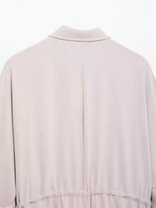 Women's Fashion Casual Minimalist Versatile -Style Crinkle Fabric Long Sleeve Collared Shirt, Suitable For Spring/Autumn - Sand - View 9