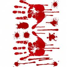 1pc/5pcs/10pcs Halloween Decorations Terror Bloody Handprint Footprint Window Stickers Halloween Party Wall Decal Stickers Floor Clings Props - Red - View 19