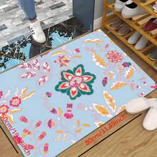 1 pieza, Decoración para el hogar, Alfombra, felpudo o tapete de cerámica de diatomita con patrón floral vintage impreso, antideslizante, rectangular con impresión 3D, apto para sala de estar, dormitorio, pasillo, baño, lavandería - Alfombras de poliéster, aptas para decoración de interiores y exteriores del hogar