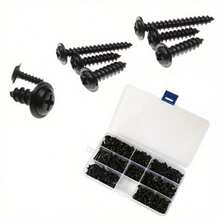 340 件自攻螺丝套装 - M3/M4/M3.5/M4.8 尺寸，盘头驱动，黑色碳钢，适用于木制家具 - 黑色 - 查看 5