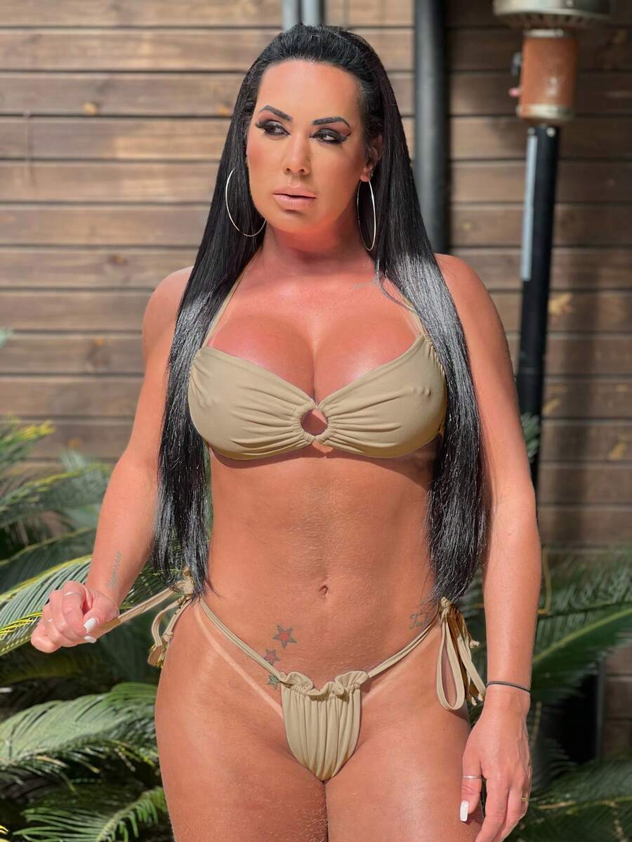 Biquíni Conjunto Top Argola Frufru de Amarrar SHMODAS