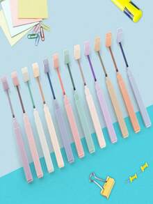 12pcs Soft Chisel Tip Pastel Highlighters - Assorted Colors, Bleed-Proof, Perfect For Journaling, School & Office, Art Supplies