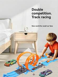 14pcs/18pcs/23pcs/32pcs Children Metal Alloy Racing Car Track Toy Set With 360 Degree Loop, Indoor Outdoor Interactive Playset, Suitable For 3-12 Years Old Boys And Girls, Christmas Gift (Random Car Styles And Colors) - Multicolor - View 6