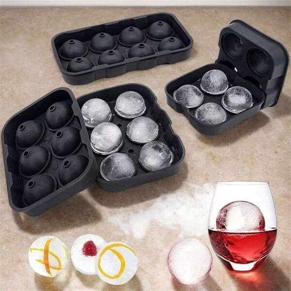 1pc- Whiskey Ice Hockey Maker Creative Silicone 4 Grid 6 Grid Round Ice Hockey Mold For Whiskey Cocktail Kitchens And Bars Christmas Halloween Easter
