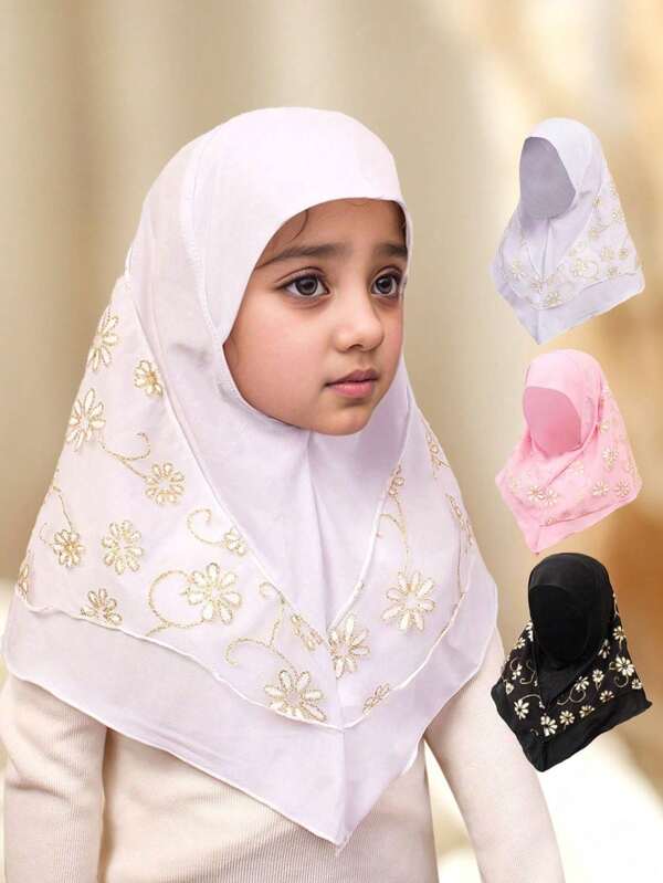 1pc Kids' 2-7Y Plain Mesh Daisy Decor UV Protection Warm Headscarf, Simple Design Suitable For Outdoor Activities & Daily Use