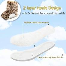 Women's Faux Fur Boots Furry Snow Boots Fuzzy Winter Shoes Fluffy Mid-Calf Flat Boots-20256688 - Brown Leopard - 查看 11