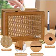 1 Cofrinho criativo faça você mesmo, pode ser montado por você mesmo, enfeite de decoração para casa, presente de quebra-cabeça infantil, plano digital reutilizável, cofrinho de madeira, enfeite de mesa, caixa de armazenamento de trocos, suprimentos para economias de fim de ano