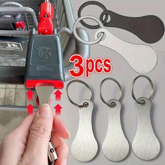 Set da 3 portachiavi con carrello della spesa portatile, in acciaio inossidabile, accessorio utile per uso quotidiano