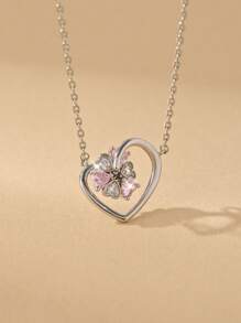 1 pieza Collar con colgante de corazón versátil y giratorio de aleación de cobre, regalo para la novia