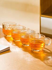 4pcs Stackable Mug Set - Easy Clean Glass Material With Metal Stand, Ideal For Hot Cocoa And Holiday Gatherings, Dishwasher Friendly, Comfortable For Apple Cider, Coffee Or Tea