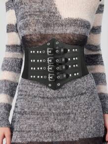 1pc Women's Black Street Style Wrap Waist Elastic Waistband, Suitable For Halloween Party, Gathering Or Daily Commute Outfit