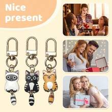 2pcs Cat Couple Keychain Pendant, Anti-Scratch Durable Cartoon Mini Bag Charm, 3cm Commuting Bag Zipper Puller Luggage Tag, National Style Accessory Keychain - Multicolor - View 4