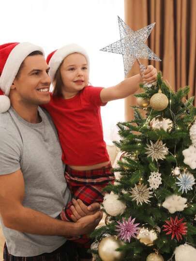 3 buc flori artificiale cu sclipici pentru brad de Crăciun, flori artificiale din plastic, decorațiuni de Crăciun, decor pentru petreceri