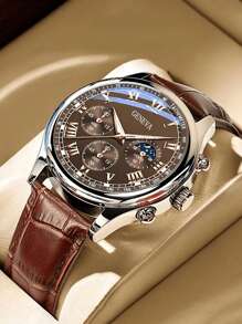 1pc Men's Business Wrist Watch Men Watches Top Brand Luxury Wristwatch Men's Clock Quartz Sport Watch Gift Men's PU Leather Band - Elegant & Comfortable Casual Watch