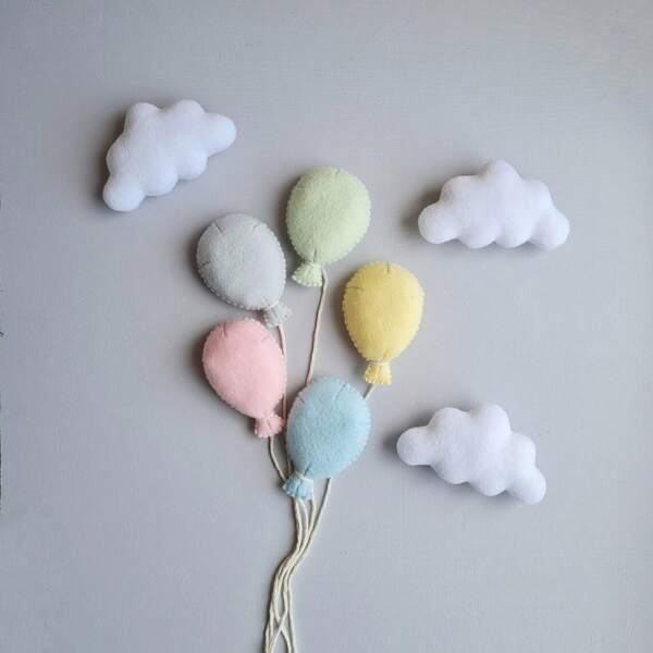 Cute Cloud-Themed Felt Balloon Decoration Photography Props Set, Soft Polyester Material Posing Photo Props Set, Balloon Cloud Decoration Multi-Purpose, No Power Required, Suitable For First-Time Photography, Holiday Gifts