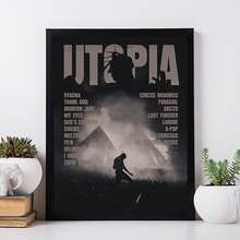 1 pieza Póster inspirado en el álbum "Vibrant Utopia" - Arte decorativo sin marco, estilo clásico y moderno con tema musical, impresión en lienzo para decoración de pared - Arte para interiores y exteriores para el hogar, oficina, baño, sala de estar, dormitorio, comedor con diseño pintado de patrón sólido de música, pintura artística de pared, arte de pared creativo y divertido, regalo ideal para amantes de la música sin marco