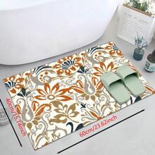 1 pieza, Decoración para el hogar, Alfombra, felpudo o tapete de cerámica de diatomita con patrón floral vintage impreso, antideslizante, rectangular con impresión 3D, apto para sala de estar, dormitorio, pasillo, baño, lavandería - Alfombras de poliéster, aptas para decoración de interiores y exteriores del hogar