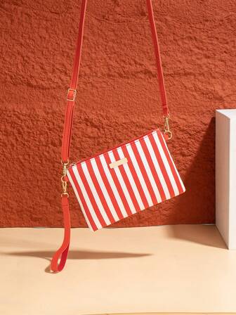 Modische Mini-Schulter-Umhängetasche mit Streifen für Frauen