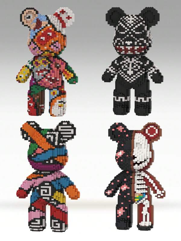 3680pcs DIY Mini Building Blocks Model, Assembly Puzzle, Demon Bear Series, High-Quality Material With Brick Hammer Included, Creative Toy, Stress Relief, Suitable As Valentine's Day, Birthday, Holiday, Christmas Gift