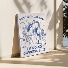 1pc Cowgirl, Telephone Booth, Retro Illustration Style Framed Wall Art - Canvas Prints Poster, Ready To Hang - Home Decor, Ideal For Home, Office Wall Decor, Family Gift, Living Room Bedroom Wall Decor - Lạc đà - Xem 3