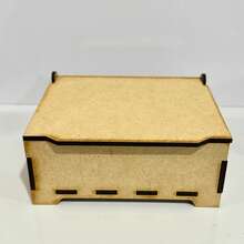 Caja pequeña de 12x10x5 cm realizada en MDF almacenamiento manualidades joyería recuerdos regalos práctica resistente ligera diseño elegante decoración portátil caja multiusos - Caqui - Ver 1