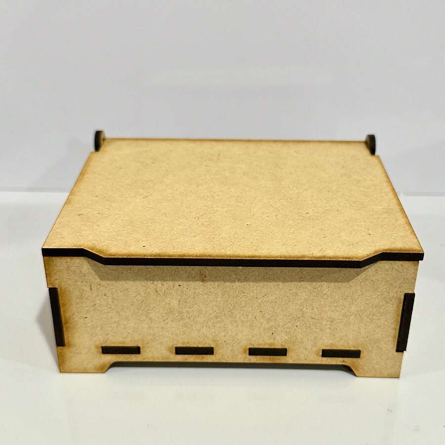 Caja pequeña de 12x10x5 cm realizada en MDF almacenamiento manualidades joyería recuerdos regalos práctica resistente ligera diseño elegante decoración portátil caja multiusos - Caqui - Ver 1
