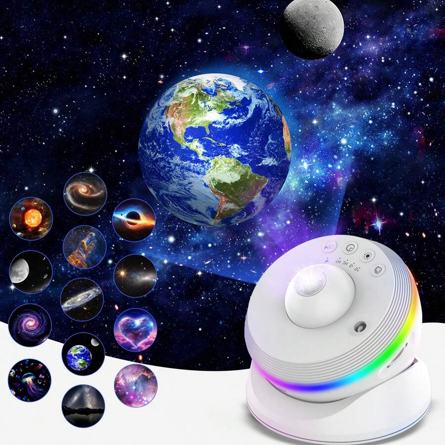 VanSmaGo Meteor Galaxy Projector, 13 In 1 Planetarium Star Projector Realistic Starry Sky Night Light With Solar System Constellation Moon For Kids Adults Bedroom Ceiling Home Theater Living Room Decor - 白色 - 查看 1