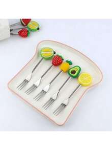 18/9/6/5/4/3/2/1件可爱卡通水果叉，水果、布丁、冰淇淋、甜点、面条、沙拉，不锈钢叉，多种颜色，非常适合甜点和蛋糕，厨房和餐具，返校、自助餐厅、水果、派对、野餐