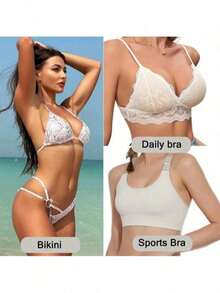 1 对可重复使用的硅胶胸垫 - 隐形聚拢垫，适用于泳装和内衣，柔软加厚增强垫，可自然提升胸部，非常适合比基尼， - 彩色 - 查看 6