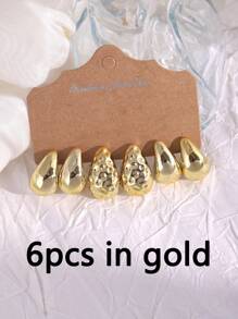6pcs/Set Colorful Teardrop Earrings Set, Suitable For Women's Daily Wear, Great Gift For Mom Or Best Friend