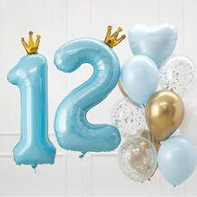 1pc Letter Design Birthday Party Decorative Balloon,Christmas - Blue - View 3
