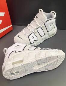 Nike 兒童休閒鞋新款皮蓬AIR MORE UPTEMPO氣墊鞋緩震 - 白色 - 查看 7
