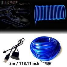 Balabaxer Car LED Strip Lights Interior Ambient Glow For Cars, Trucks, SUVs - 9ft/16ft/32ft USB 5V Multi-Color Neon EL Wire With Fuse Protection,Waterproof Flexible Automotive Mood Lighting For Dashboard, Footwell, Cup Holder, Decks, PC Gaming Setup, Home Desk DIY Decoration - Blue - View 9