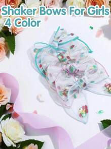 4 piezas Moños de cabello con purpurina y hojas doradas en miniatura de colores brillantes para el cumpleaños de niñas, accesorios para el cabello para niñas, niñas pequeñas y adolescentes para fiestas