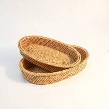 1 peça/2 peças de bandeja de vime feita à mão para decoração de artesanato de outono, bandeja de vime elegante e criativa, adequada para tirar fotos e decorar acessórios de Natal, sala de estar, banheiro, cozinha, pode ser combinada com decoração de casa, festas e artigos para áreas externas