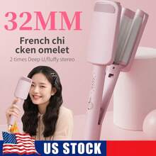 Deep Beach Waver Curling Iron Hair Crimper, Ionic Deep Waver Hair Curler Tool, Beach Waver Curling Wand, Hair Curler And Hot Tools Curling Iron With Ceramic 3 Barrel For Short Hair Women