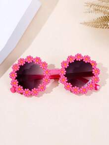 1 Pair Women's Daisy Flower Round Glasses,Cute Personalized Glasses,Fashion Decorative Eyewear,Party Glasses, For Party, Ball, Birthday, Hawaiian Beach Vacation Fashion Fashion Glasses