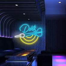 1pc Darts Poles Lead To Signs Darts Targets Neon Wall Signs, Games Get Neon Game Room Signs Home Bar Beer Bar Club Man Cave Party Decorations, Big Aesthetic Light Bar, Neon Nightlights, Game Room Lighting, Living Room Decor